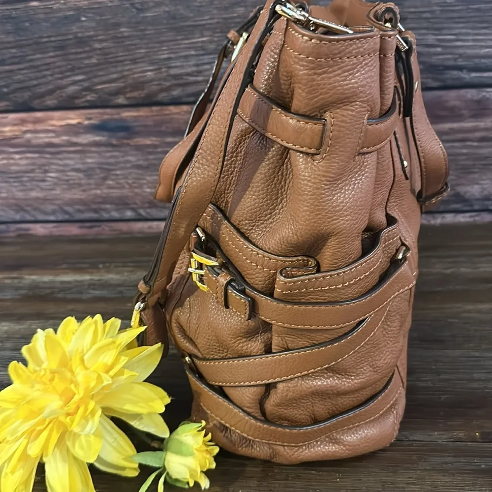 MICHAEL KORS GANSEVOORT LARGE LIGHT BROWN LEATHER TOTE BAG!